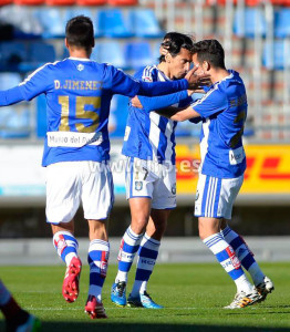 Pedro Ríos repitió con el Recre en Soria un gol que le marcó al Albacete con el Xerez. / Foto: www.lfp.es.