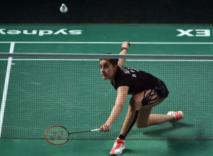 Carolina Marín, en un lance del partido de semifinales ante la coreana. / Foto: Badminton Photo.