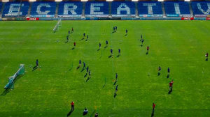 Los albiazules, durante un entrenamiento en el Colombino. / Foto: @recreoficial.