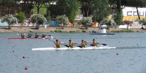 Un momento de la prueba masculina cadete K4 1.000 metros.