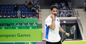 Pablo Abián celebra uno de los puntos logrados ante el danés en la final. / Foto: @COE_es.