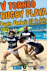 Cartel anunciador del torneo de rugby playa en Punta Umbría.