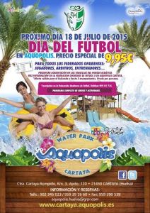 Cartel del 'Día del Fútbol' en Aquópolis Cartaya. 