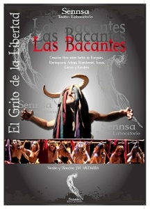 Cartel anunciador del teatro 'Las Bacantes' en Punta Umbría.