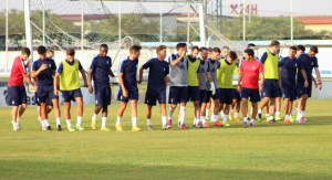 La plantilla albiazul se pone a punto en pretemporada / Foto: recreativohuelva.com