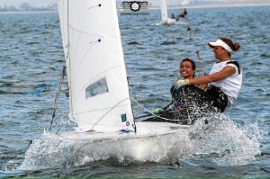 La onubense Marta Garrido durante una regata.