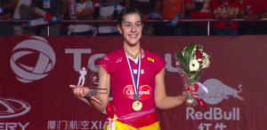 Carolina Marín, en lo más alto del podio en el Mundial.