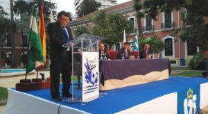 José Antonio Vieira, durante el pregón que abrió el Colombino 2015. / Foto: www.recreativohuelva.com.