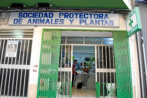 Fachada de la sede y clínica veterinaria, en la calle Nicolás Orta del barrio de Isla Chica. /Foto: Cinta García.