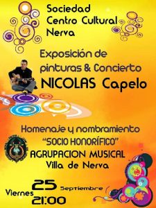 La programación contempla una exposición de pinturas y concierto de Nicolás Capelo.