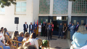 Intervención del alcalde de Aroche durante la inauguración.