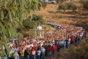 Bajada de la Virgen de la Peña a Puebla de Guzmán en 2008.