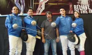 Representantes del Club Esgrima Huelva en el torneo disputado en Chiclana.