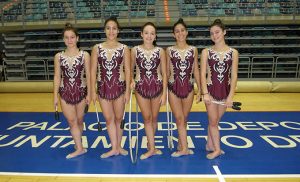 Uno de los conjuntos del GR Huelva que participará en el torneo que se celebra en el Palacio de Deportes.