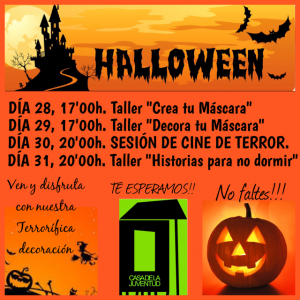 Cartel de las actividades con motivo de la Fiesta de Halloween.