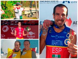 Los cuatro campeones del mundo de Huelva a nivel individual, premiados por los Periodistas Deportivos Onubenses.