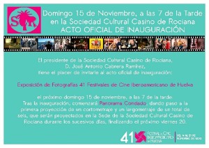 Invitación de la exposición de fotografías de los 41 años  del Festival. 