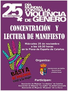 Cartel de los actos que se van a celebrar el 25 de noviembre. 