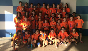 Componentes del Club Natación Huelva, que han tomado parte en la primera jornada del Trofeo FAN.