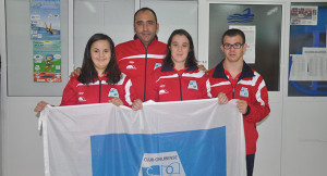 Los representantes del CODA, con su técnico Pepe Griñón.