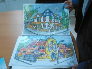 El artista tiene una visión muy particular de dibujar Huelva. 