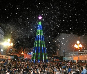 Nevada en la plaza de las Flores de Isla Cristina.