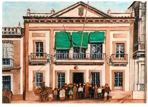 Antiguo Ayuntamiento en la calle del Puerto (Dibujo de Barrera).