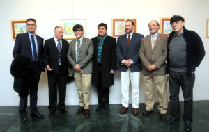 160112. Alcalde de Huelva, Gabriel Cruz,  junto al representante po Fundación Caja Rural del Sur, José Luis García Palacios, y otros invitados, acompañaron a Andrés Espuelas en la inauguración de su obra pictórica.