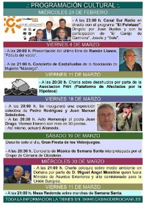 Calendario de actos.