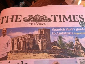 Aracena, en la portada de The Times', /Foto: Twitter de Diputación.