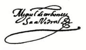 Firma de Cervantes.