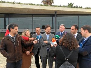 Jesús Girau, presidente de Cinve, atendiendo a los medios de comunicación durante la inauguración del evento en La Rábida.