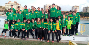 Deportistas del Club Piragüismo Tartessos Huelva que participaron en el Campeonato disputado en Sevilla.