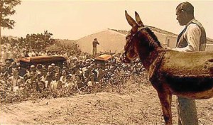 Una imagen muy conocida del entierro de Zenobia y Juan Ramón en Moguer. 