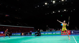 Carolina Marín, durante su partido de este jueves ante Kusumastuti. / Foto: Badminton Photo.