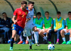 Borja Mayoral, autor del segundo gol en Lepe, en un lance del partido. / Foto: @SeFutbol.