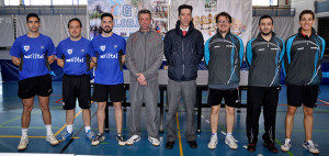 Protagonistas del derbi onubense en la Primera División de tenis de mesa. / Foto: J. L. Rúa.