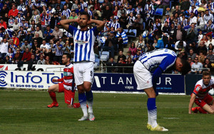 Arthuro fue una de las novedades en el once del Recre, y lamentablemente se fue lesionado. / Foto: Josele Ruiz.