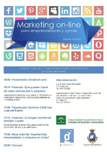 Cartel de las Jornadas de Marketing Online que se celebrarán en San Juan del Puerto. 