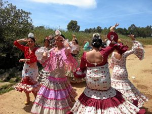 Romeras disfrutando del camino. 