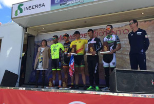 El podio con los ganadores en la prueba ciclista celebrada en Minas de Riotinto. / Foto: Facebook Nevada Bike.