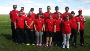 Componentes del Coda que disputan en Andújar el Campeonato de Andalucía de Atletismo.