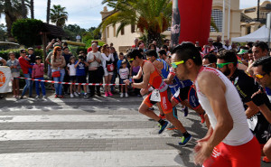 Momento de la salida del primer Duatlón de Islantilla.