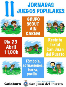 Cartel de las II Jornada de Juegos Populares en San Juan del Puerto.