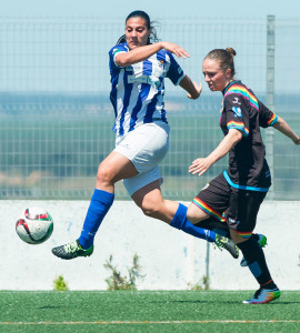 Martín-Prieto, autora del primer gol del cuadro onubense ante el Rayo. / Foto: www.lfp.es.