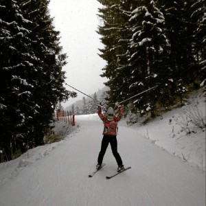 Esquiando en Los Alpes.