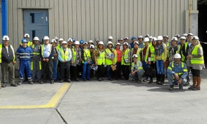 Los familiares de los trabajadores de Planta, visitando MATSA el pasado mes de febrero.