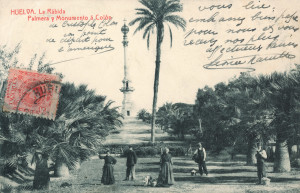 Vista del Paseo a principios de la segunda década del siglo XX, con la Palmera en primer plano, tras los campesinos