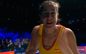 Carolina Marín conquista en Francia su segundo Campeonato de Europa de bádminton. / Foto: Captura TV.