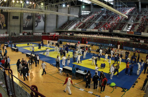 Panorámica del pabellón de Pinto, escenario del Nacional de Judo. / Foto: Gabi Juan.